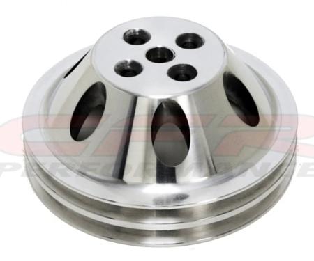 CFR Performance Chevy Small Block Aluminum Polished Water Pump Pulley - 2 Groove (Short) HZ-9479-POL