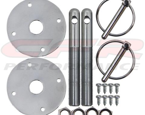 CFR Performance Steel Hood Pin Kit 1/4" Flip Over Pin 1/2" Hood Pin - Chrome HZ-4050-C