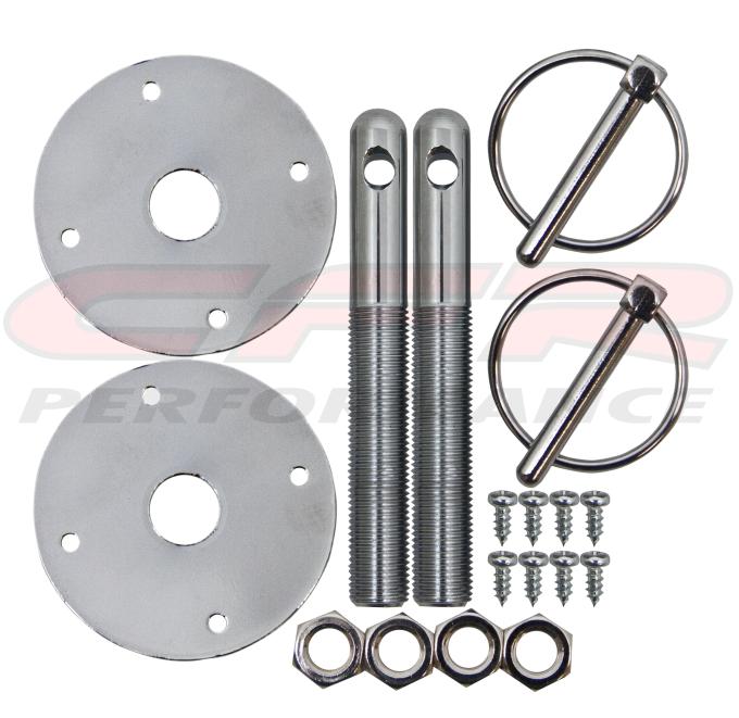 CFR Performance Steel Hood Pin Kit 1/4" Flip Over Pin 1/2" Hood Pin - Chrome HZ-4050-C