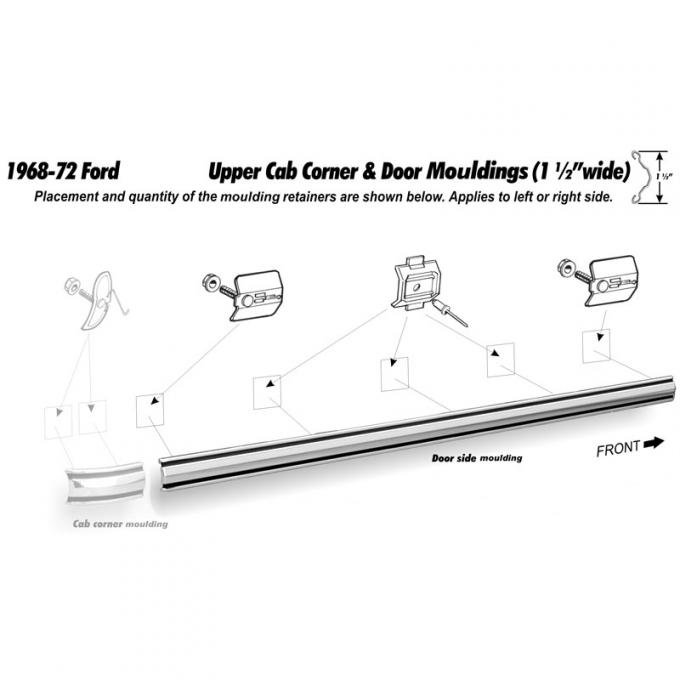 Dennis Carpenter Door Molding - Right or Left - Pickup - 1968-72 Ford Truck C8TZ-8120938-A