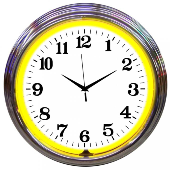 Neonetics Neon Clocks, Chrome Yellow Standard Neon Clock