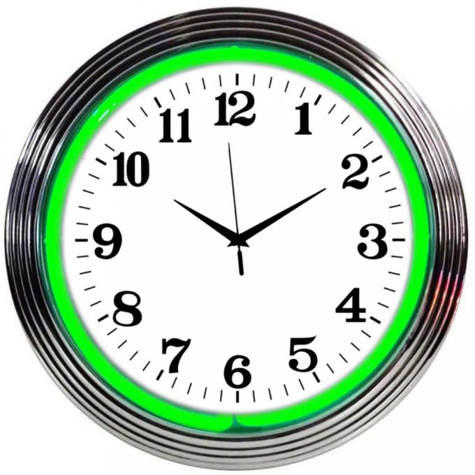 Neonetics Neon Clocks, Chrome Green Standard Neon Clock