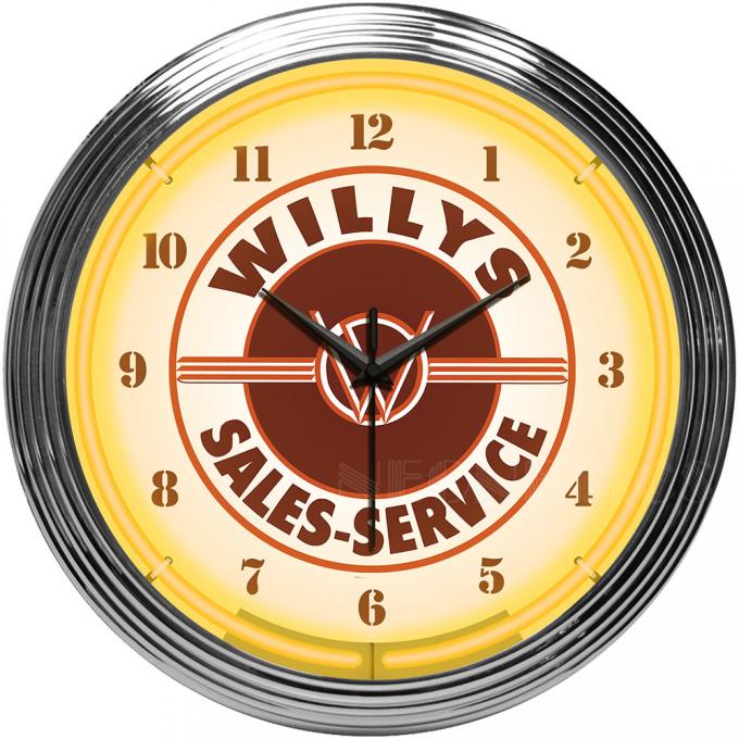 Neonetics Neon Clocks, Jeep Willys Sales Service Neon Clock