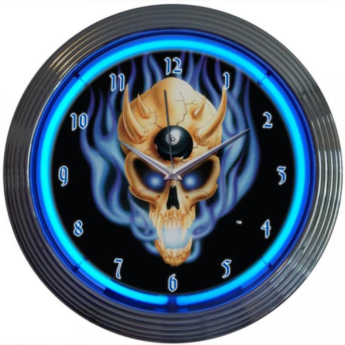 Neonetics Neon Clocks, 8 Ball Skull Neon Clock