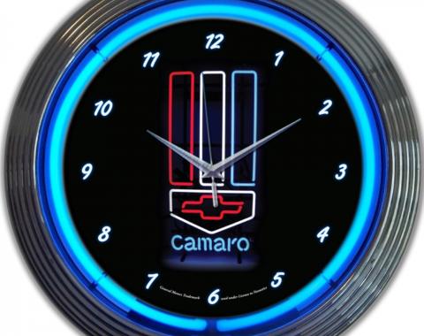 Neonetics Neon Clocks, Gm Camaro Red, White & Blue Neon Clock