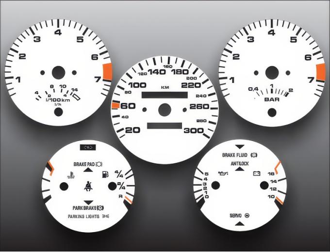 Whitegauges 1986-1991 Porsche 944 300 KMH METRIC KPH White Face Gauges 8691P9-2343