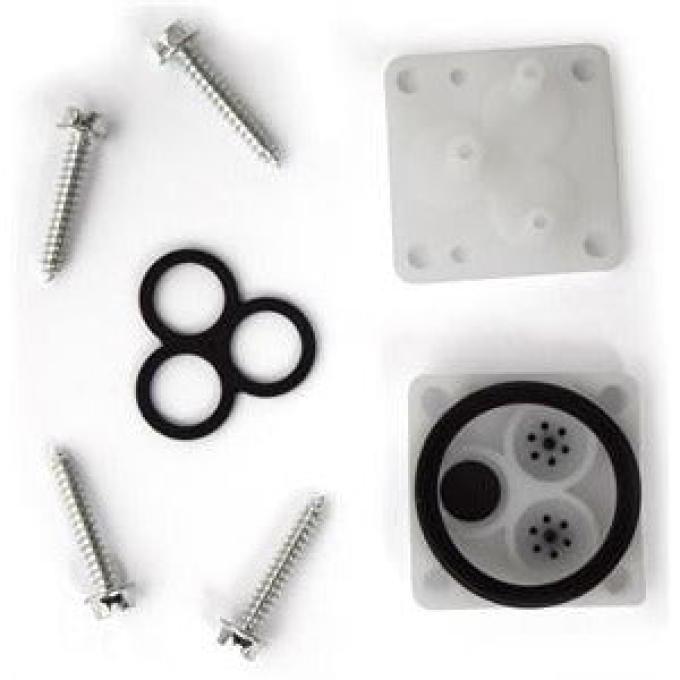 Redline Restomotive® GM. A-Body 68-72, F-Body 70-81 (W/Hidden Wiper Models) Washer Pump Repair Kit (Incl. White Straight Pump Nozzle, Seals, Diaphragm & 4 Correct Screws) LG-00-2514-A