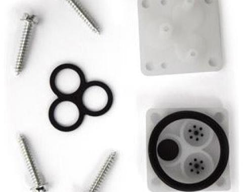 Redline Restomotive® GM. A-Body 68-72, F-Body 70-81 (W/Hidden Wiper Models) Washer Pump Repair Kit (Incl. White Straight Pump Nozzle, Seals, Diaphragm & 4 Correct Screws) LG-00-2514-A