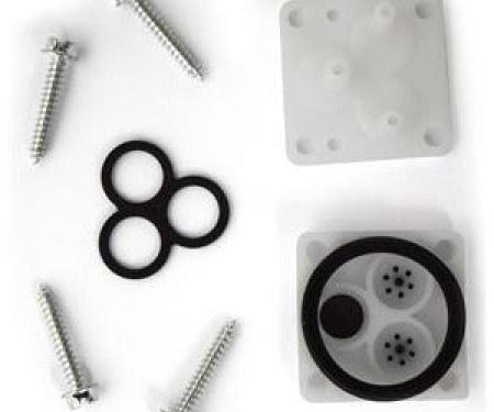 Redline Restomotive® GM. A-Body 68-72, F-Body 70-81 (W/Hidden Wiper Models) Washer Pump Repair Kit (Incl. White Straight Pump Nozzle, Seals, Diaphragm & 4 Correct Screws) LG-00-2514-A