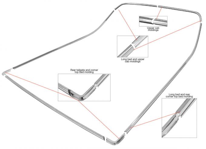 RestoParts Molding, Bed, 1978-87 El Camino, Complete Kit P25689