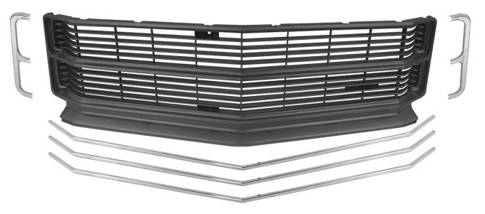 RestoParts Grille Kit, 1971 Chevelle and El Camino- BLACK (6 piece set) CH4087