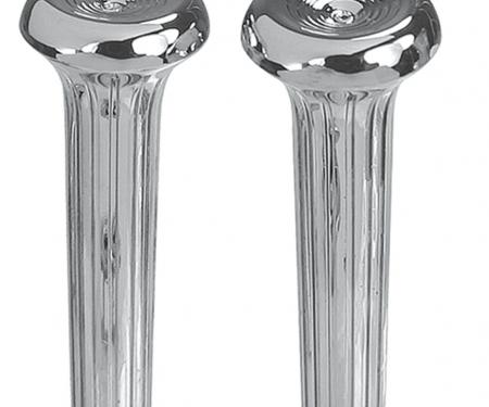 RestoParts Knobs, Door Lock, 1968-77 Chrome, Ribbed, Pair CH26141