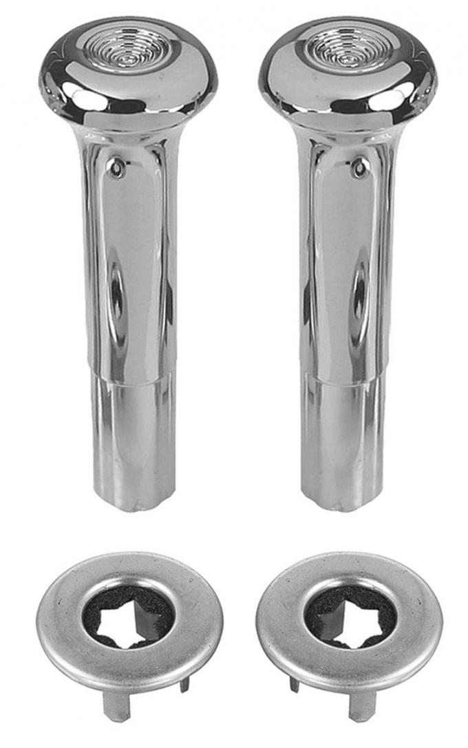 RestoParts Knob, Ferrule Door Lock (Smooth) Kit 1968-88, Chrome DL1004