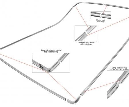 RestoParts Molding, Bed, 1978-87 El Camino, Complete Kit P25689