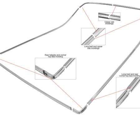 RestoParts Molding, Bed, 1978-87 El Camino, Complete Kit P25689