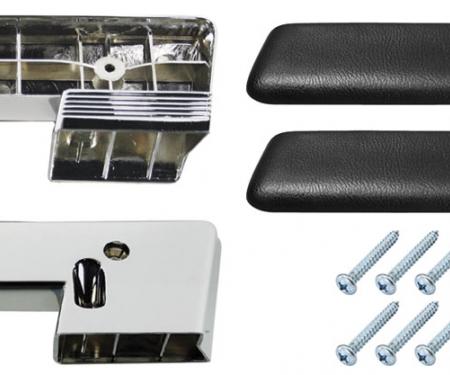 RestoParts Armrest Base/Pad Kit, Front, 1965-67 A-Body, Black AK15BK