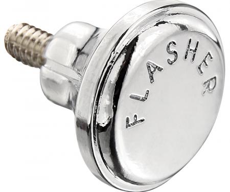 RestoParts Knob, Emergency Flasher, 1967-72 A-Body, Chrome CTL1002
