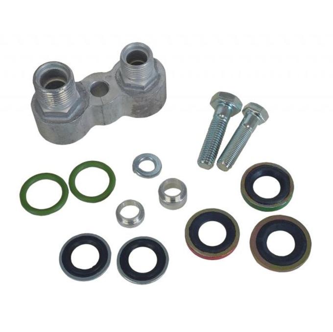 Vintage Air Compressor Block Fitting, GM A-6 and R4, Complete Kit 341080