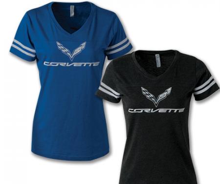 Ladies C7 Corvette Football Jersey Tee