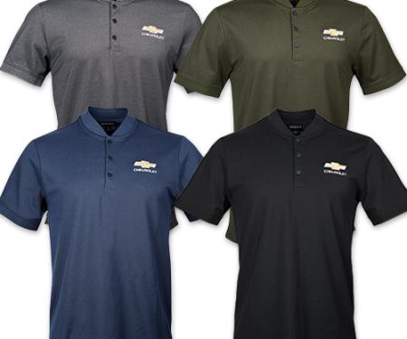 Men's Chevrolet Gold Bowtie Stretch Pique Henley