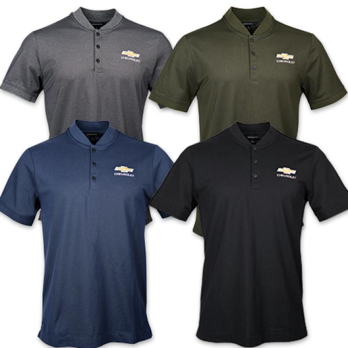 Men's Chevrolet Gold Bowtie Stretch Pique Henley