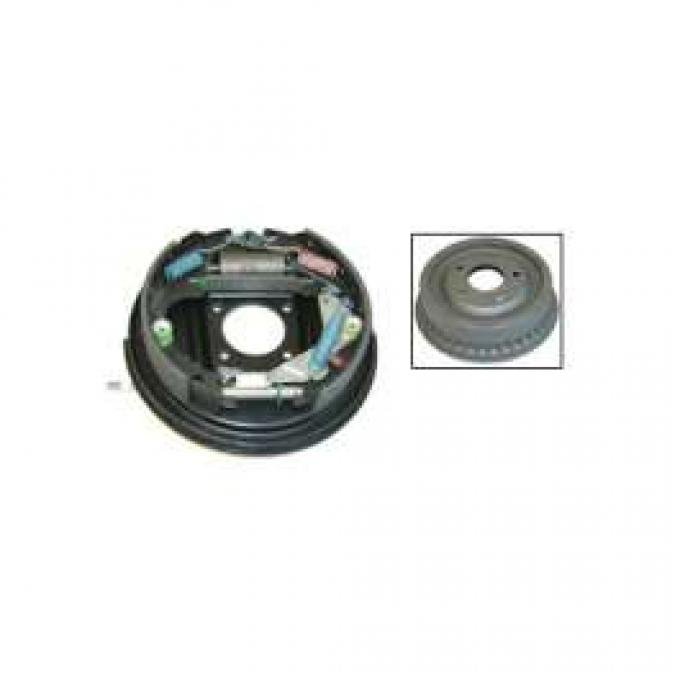 El Camino Brake Drum, Complete 9 Inch Rear Assembly, With Splash Shield, 1964-1967