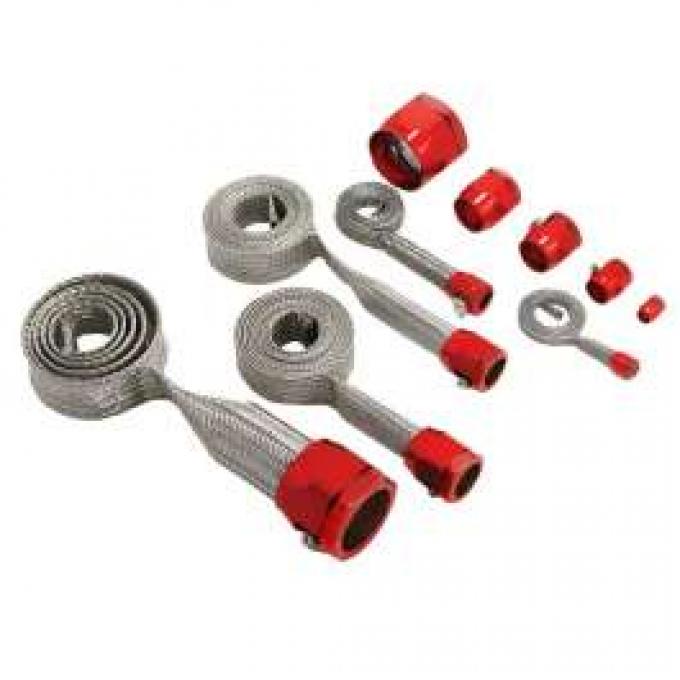 El Camino Hose Cover Kit, Stainless Steel, Universal, With Red Clamps