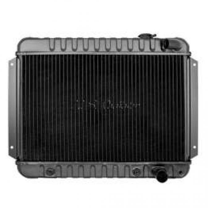 El Camino Radiator, Small Block, 4-Row, Curved Outlet, For Cars With Manual Transmission & Air Conditioning, Desert Cooler, U.S. Radiator, 1964-1965
