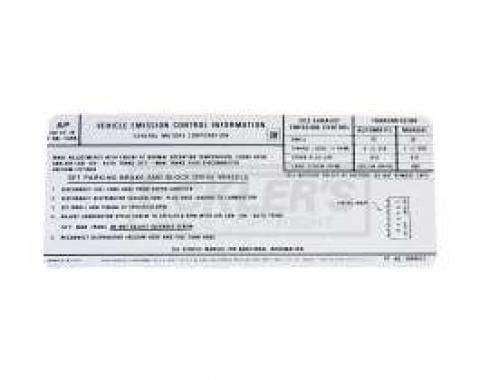 El Camino Emission Decal, 350 c.i. 2 Barrel, Automatic Or Manual Transmission, Code AP, 1971