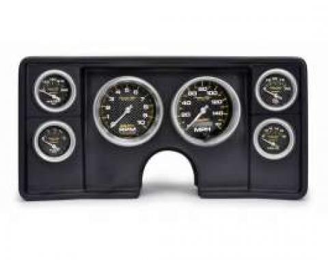 El Camino Instrument Cluster Panel, Black Finish, With Carbon Fiber Series Gauges, 1982-1987