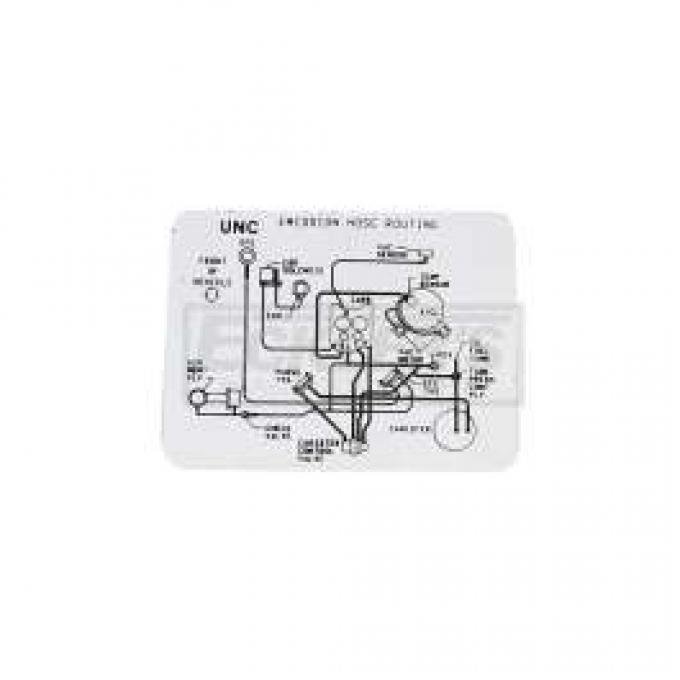 El Camino Emission Decal, 305 c.i. (5.0) Hose Routing, Automatic Manual, Code UNL, 1985