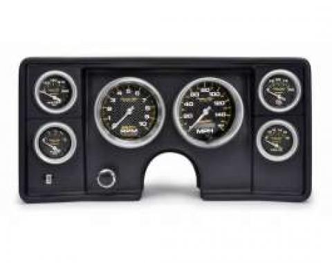 El Camino Instrument Cluster Panel, Black Finish, With Carbon Fiber Series Gauges, 1978-1981