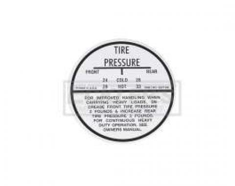 El Camino Tire Pressure Decal, 1964-1965