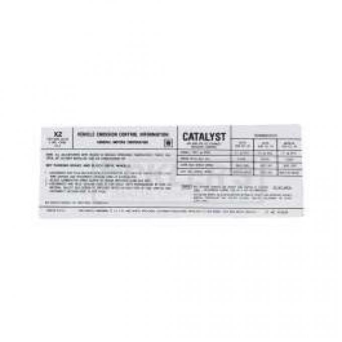 El Camino Emission Decal, 350-400 c.i. 4 Barrel, Automatic Or Manual Transmission, Code XZ, 1976