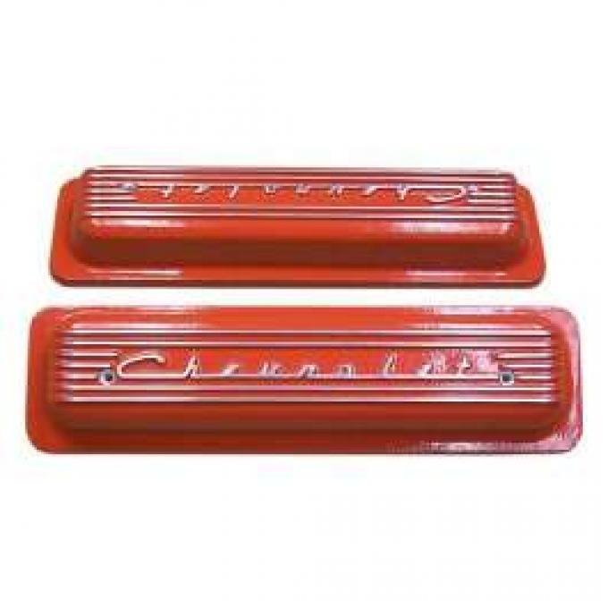 El Camino Valve Covers, Classic-Style, Aluminum, Orange, 1959-1987