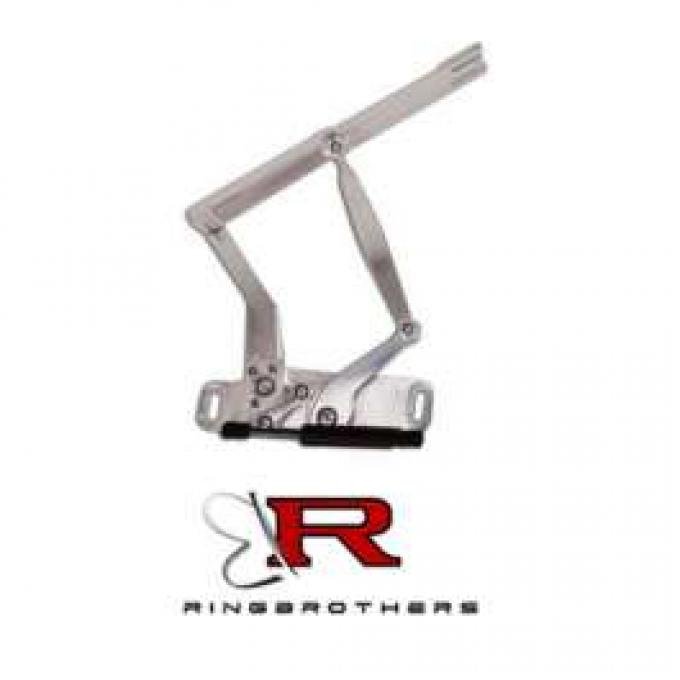 El Camino Hood Hinges,Billet Aluminum, Solid Frame, Natural, With Steel Hood, 1965-1967