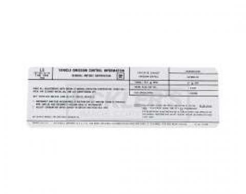 El Camino Emission Decal, 262-305 c.i. 2 Barrel, Automatic Or Manual Transmission, Code LS, 1976