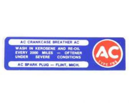 El Camino Engine Compartment Decal, Oil Breather, 1964-1967