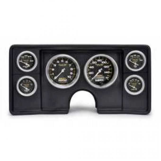 El Camino Instrument Cluster Panel, Black Finish, With Carbon Fiber Series Gauges, 1982-1987