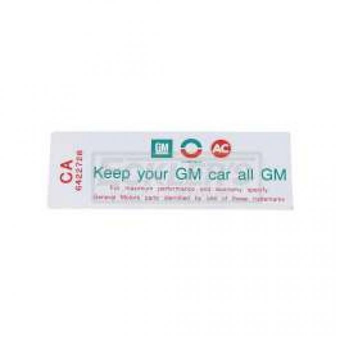 El Camino Air Cleaner Decal, 307/200Hp, Keep Your GM All GM, 1968-1969