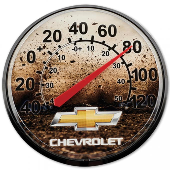 Gold Bowtie Chevrolet 12" Round Plastic Wall Thermometer