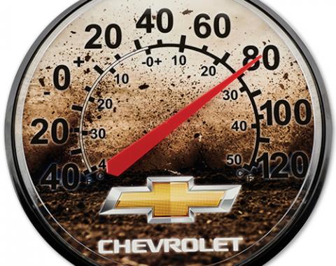 Gold Bowtie Chevrolet 12" Round Plastic Wall Thermometer