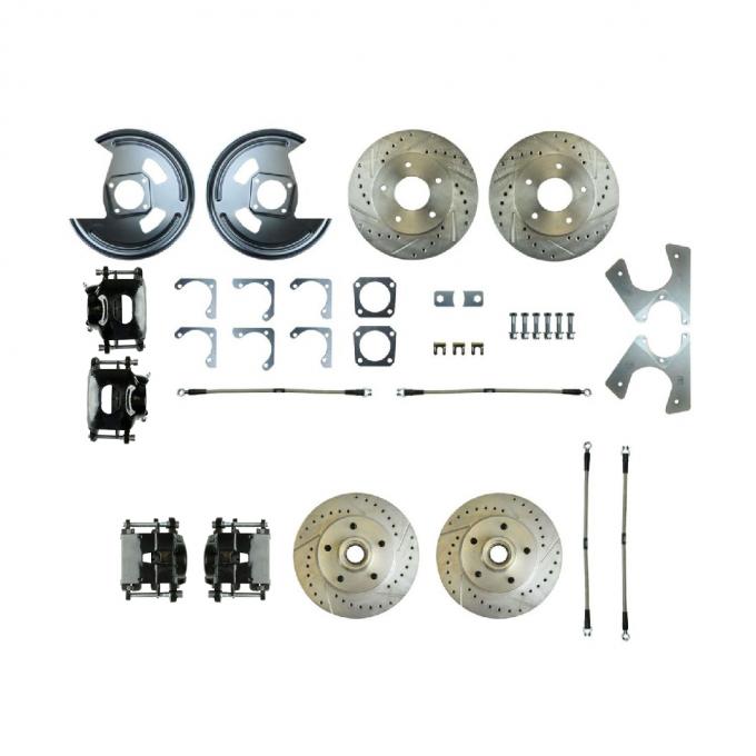 Right Stuff 70-77 Camaro/Nova, 4-Wheel W/Rear +2 Disc Brake Conversion Kit W/Black Calipers F70RDM5S