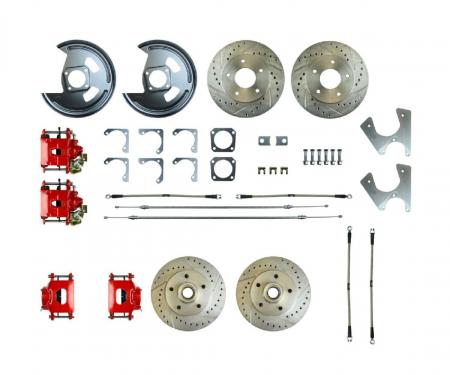 Right Stuff 1975-77 Camaro, 4-Wheel W/Rear +2 Disc Brake Conversion Kit W/Red Calipers F75RD07Z