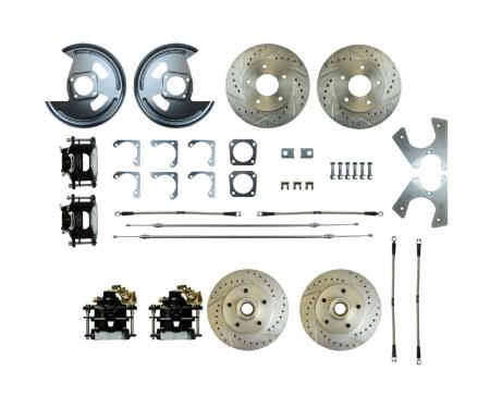 Right Stuff 1975-77 Camaro, 4-Wheel W/Rear +2 Disc Brake Conversion Kit W/Black Calipers F75RD07S