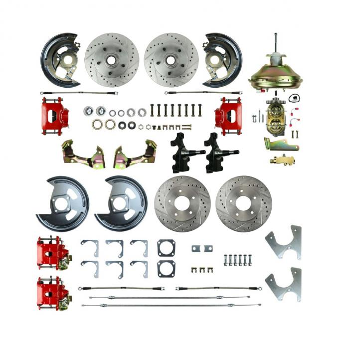 Right Stuff 1967-74 GM A/F/X-Body, Staggered, 4- Wheel Power 2" Drop Disc Brake Conversion AFXDC45DZ