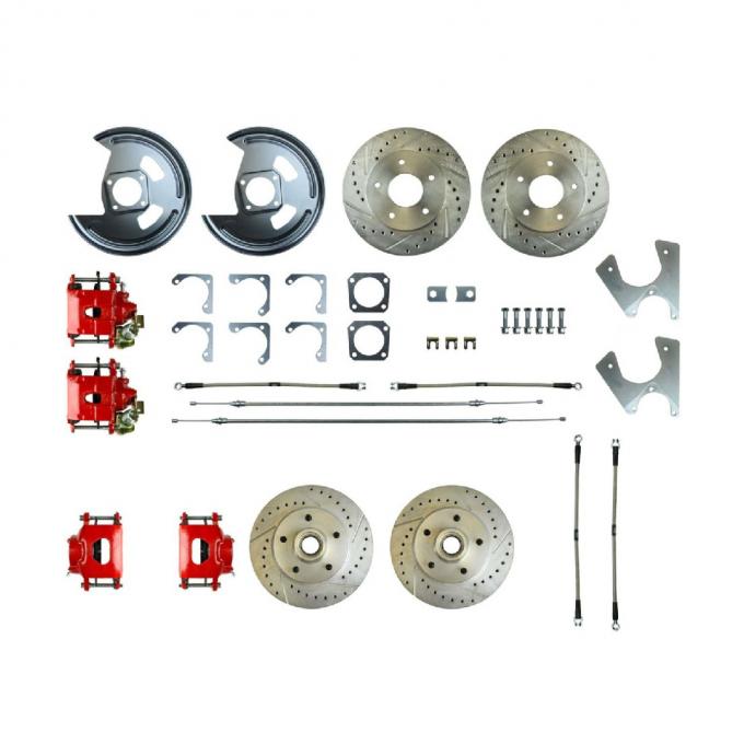 Right Stuff 1979-81 Camaro, 4-Wheel W/Rear +2 Disc Brake Conversion Kit W/Red Calipers F79RD07Z