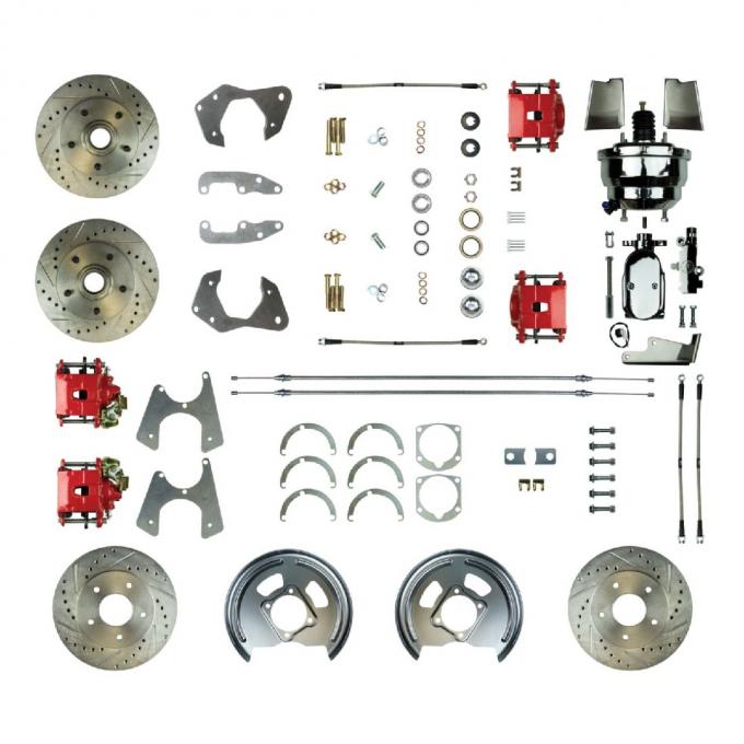 Right Stuff 1965-68 Impala, 8" Chrome Booster, Power 4-Wheel Disc Brake Conversion Kit FSC654DCCZX