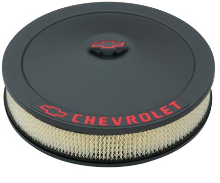 Proform Engine Air Cleaner Kit, 14 Inch Dia, Black Crinkle, Chevy Lettering w/Bowtie Nut 141-752