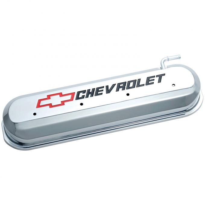 Proform Engine Valve Covers, Tall Style, Die Cast, Chrome with Bowtie Logo, LS Engines 141-265